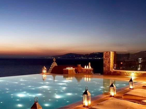 The infinity pool at Bill & Coo Suites in Mykonos